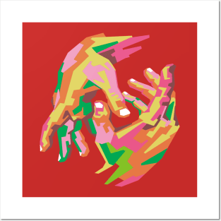 pop art hand Posters and Art